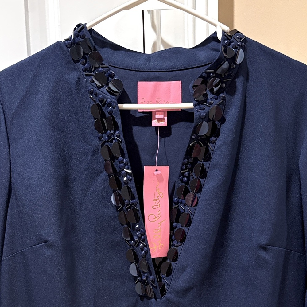 Lilly Pulitzer Midnight Blue Dress with Black Accents